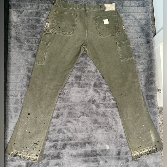 Gallery Dept. Flared Carpenter Pants in the distinguished "Olive Green" hue. - Picture 2 of 5